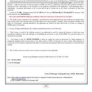 Trade License Registration Certificate in Hyderabad Telangana India